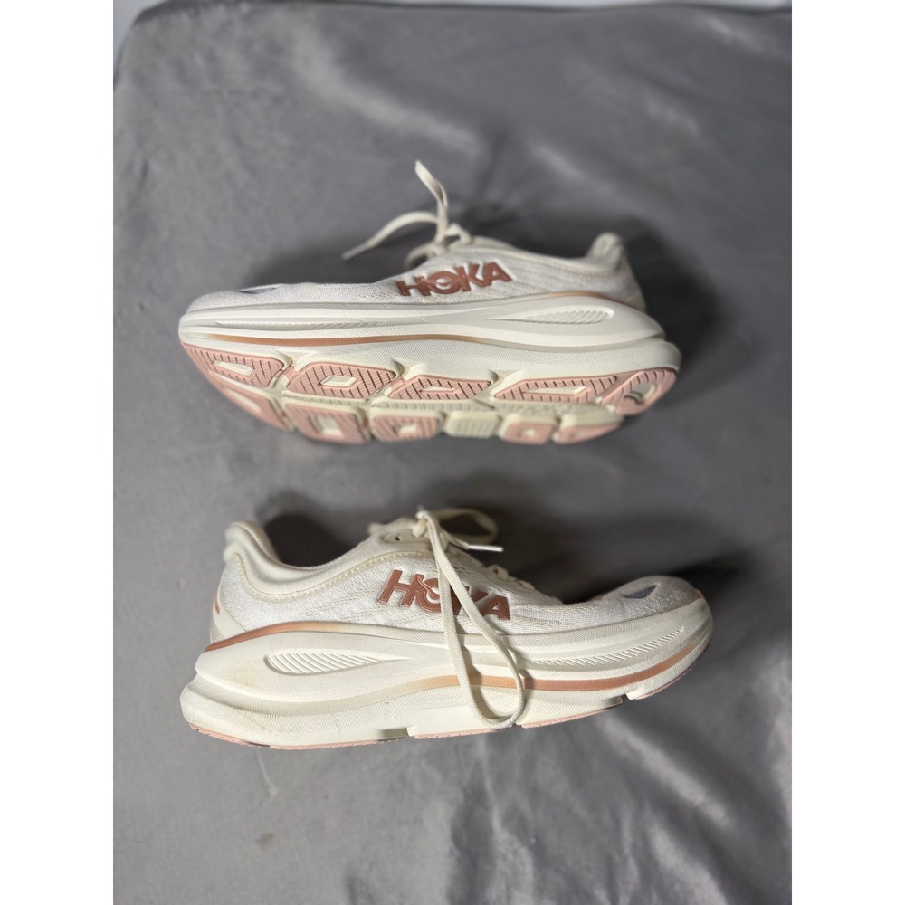 Hoka Bondi 8 Womens 9.5B Running Shoes Oat Milk Rose Gold 1127952 OSG